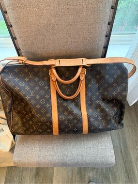 Louis Vuitton Monogram Canvas Travel Duffel Bag in Brown 55cm